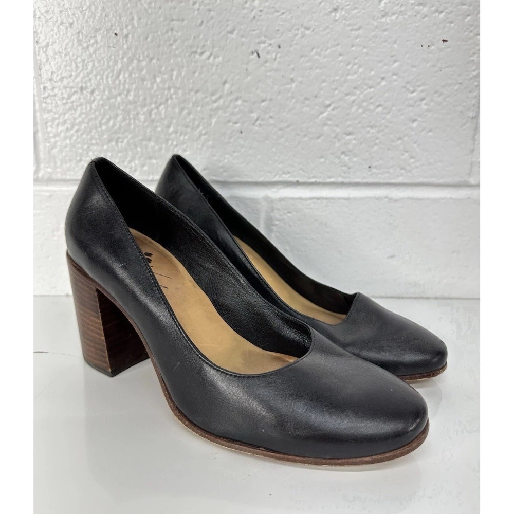 Patricia Nash Anita Pumps Black Leather Block Heel / Women's 8.5